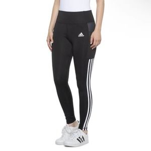 NWT Adidas Leggigngs High Rise M Pocket Black White 3 stripes